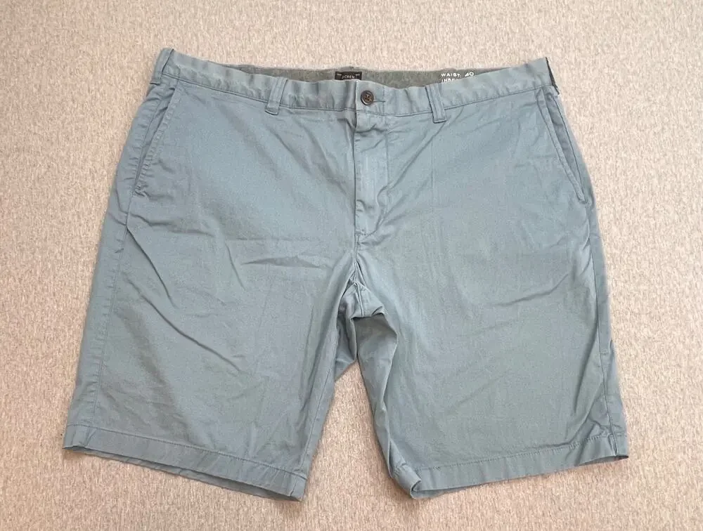 J Crew Shorts Mens 40 Blue Cotton Blend Stretch Flat‎ Front Chino Inseam 10.5